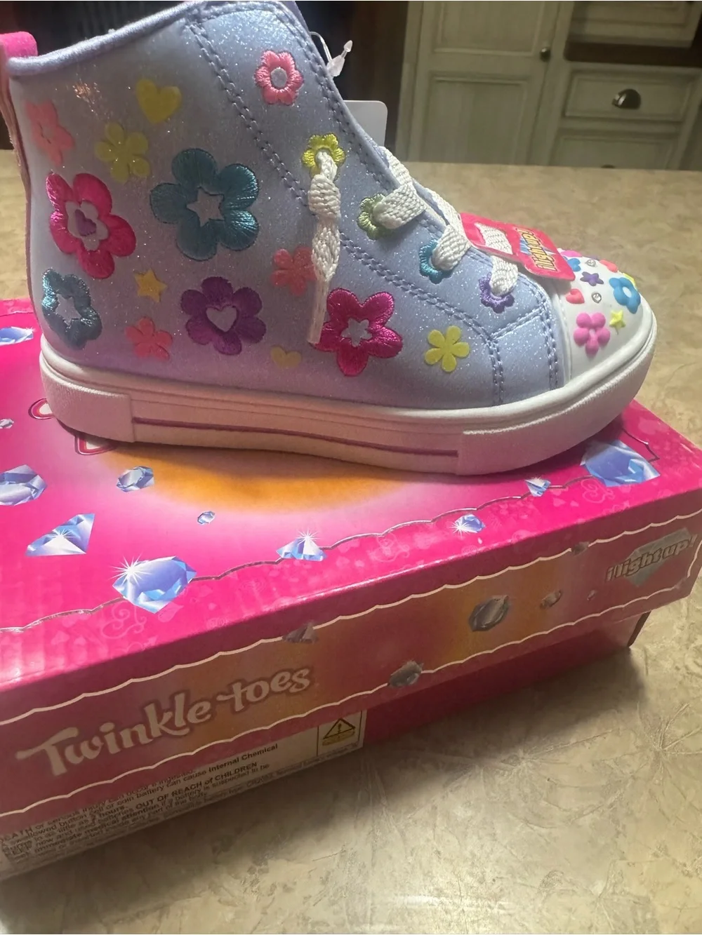Sketchers Twinkle Toes Girls' Light Purple super blossom High-Top Sneakers Sz 10